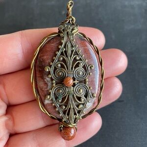 Gorgeous Wire Wrapped Red Stone Pendant
